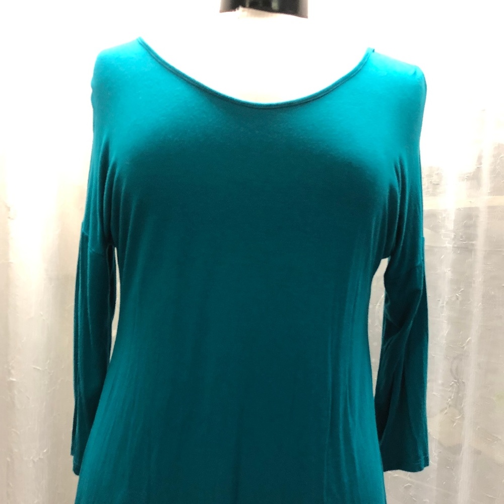 Crochet Women's Teal 3/4 Length Sleeve Top Size XL